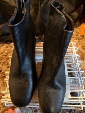H&M Black Leather-Look Zip Ankle Boots